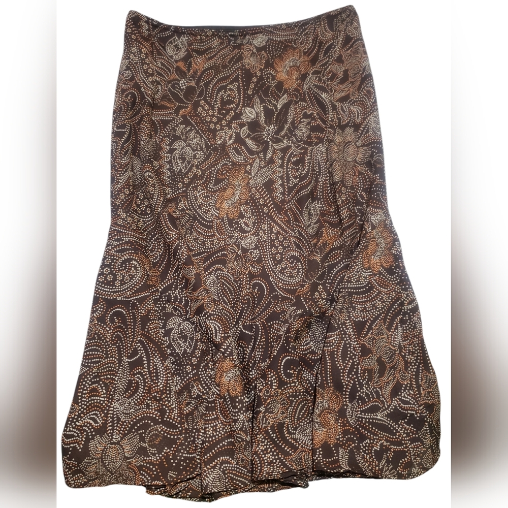 Vintage 90's Paisley Brown Long Skirt- XL